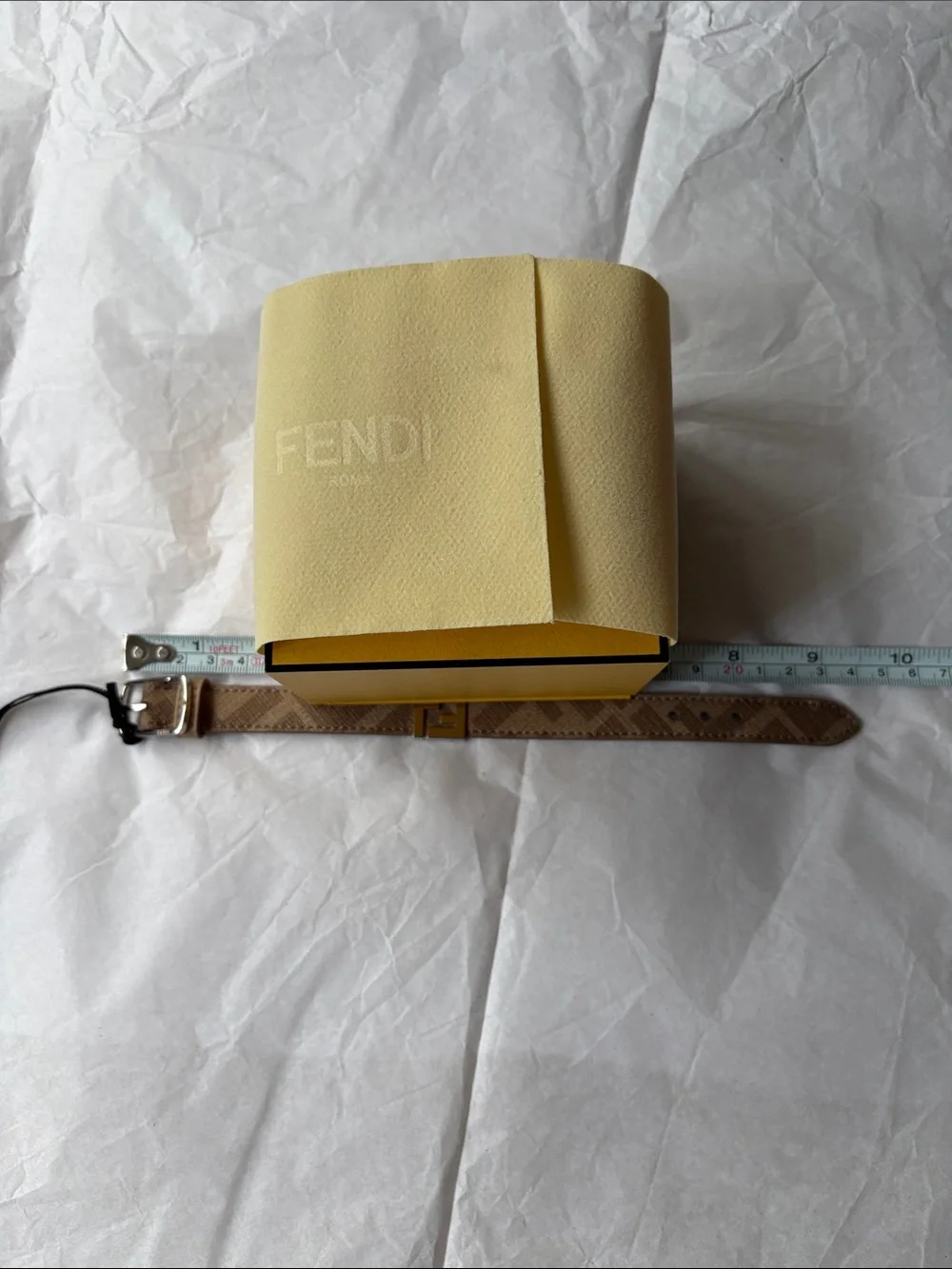 Fendi double FF signature logo brown leather bracelet with Box brand new